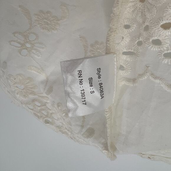 Vtg Crosstree Lane‎ Cardigan Womens S White Eyelet Lace Boho Floral Cottage - Picture 6 of 9